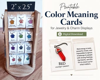 Color Personality Backer Cards for Jewelry and More 2x2.5" Psychology Meanings for Vending