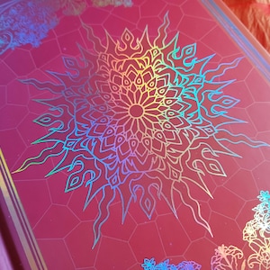 Traum Journal Regenbogen Holographisch Hardcover Folie | Buch der Schatten Himmlische Sonne und Mond Notizbuch mit glänzendem Rand und Linienmuster