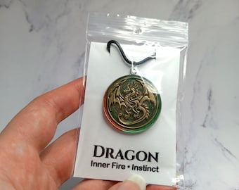 Dragon Wax Seal Pendant Hand Stamped with Swirly Colors