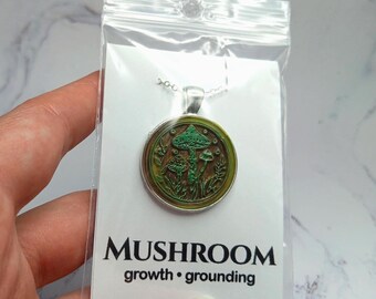 Mushroom Wax Seal Pendant Hand Stamped