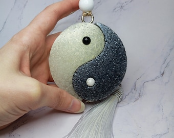 Aromatizador de ambiente Yin Yang Tao Bamboo Mint, amuleto para pendurar com borla, ideal para casa ou carro.