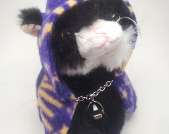 Pelúcias de Gato Mago Grimalkin com Colar de Pedras Preciosas e Opção de Capa Mágica e Raça