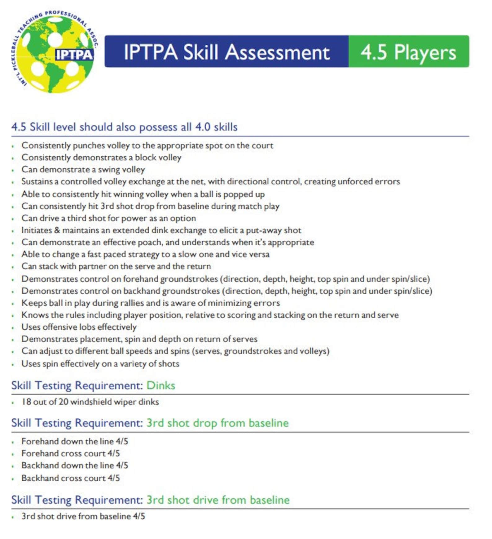 Pickleball Skill Assessment Bundle Etsy