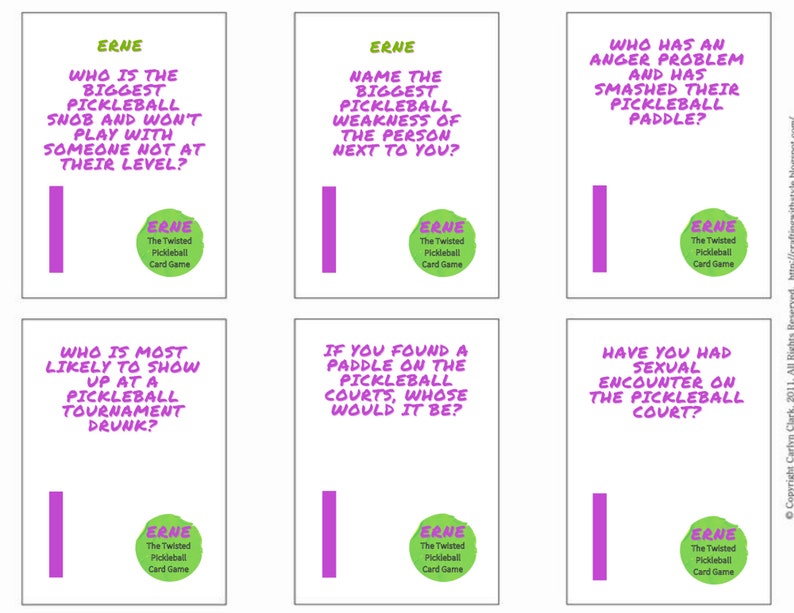 Erne, the Twisted Pickleball Card Game 130 Cards Etsy