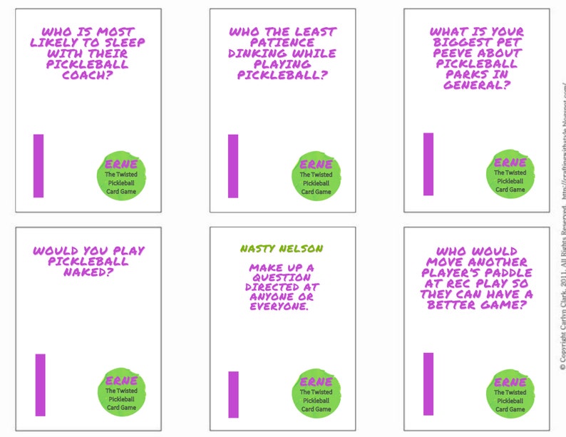 Erne, the Twisted Pickleball Card Game 130 Cards Etsy