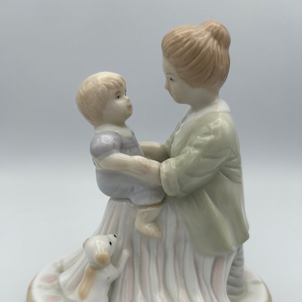 Beautiful Porcelain Figurine of Mother Holding Baby Boy in Soft Pastels - Avon Original 1995 Mint Condition