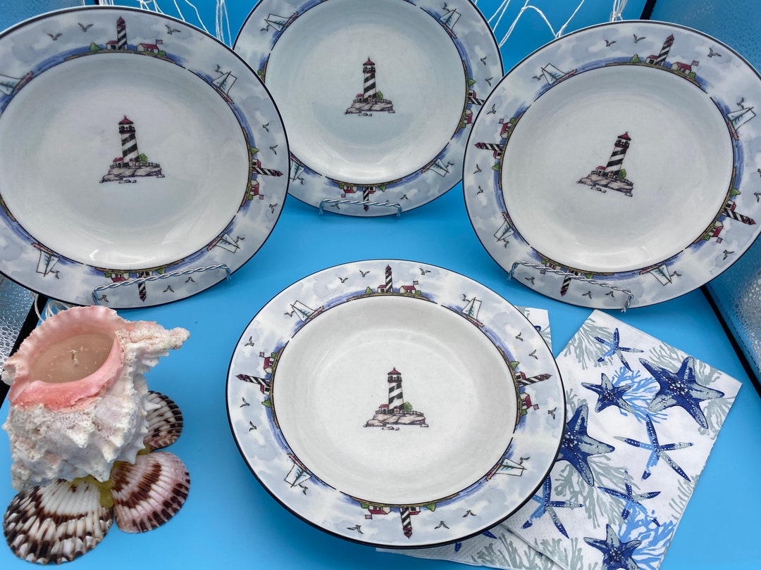 Vintage Lighthouse Scene Rim Soup Bowls Set of 4 in the Etsy