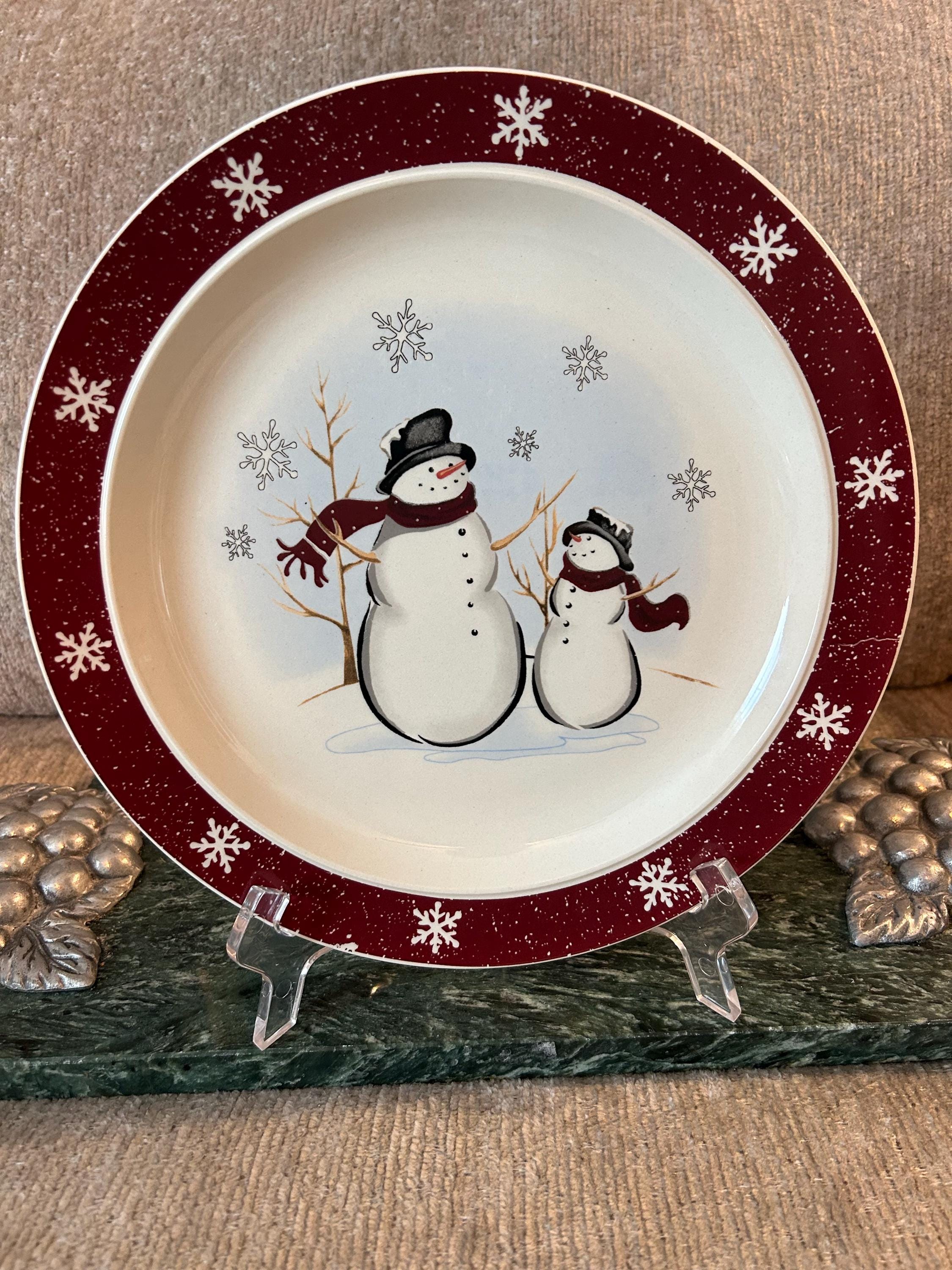 Vintage Snowman Dinner Plates - Etsy