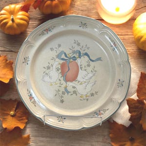 Vintage Marmalade Geese Stoneware Chop Plate: 1980s International Tableworks, 12&quot;