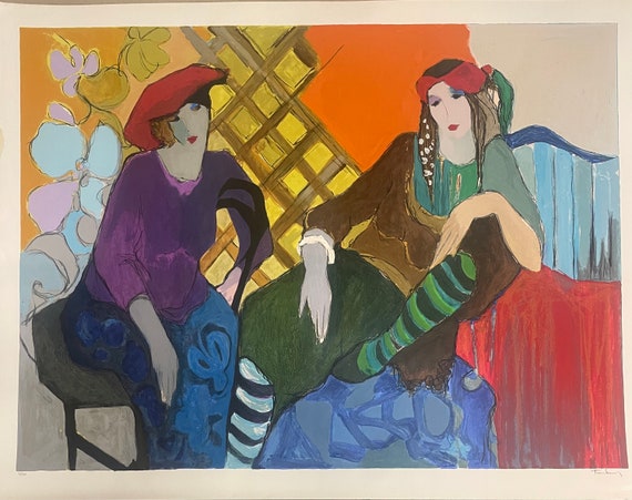 Itzchak Tarkay Serigraph Signed and Numbered “red Hats” Large