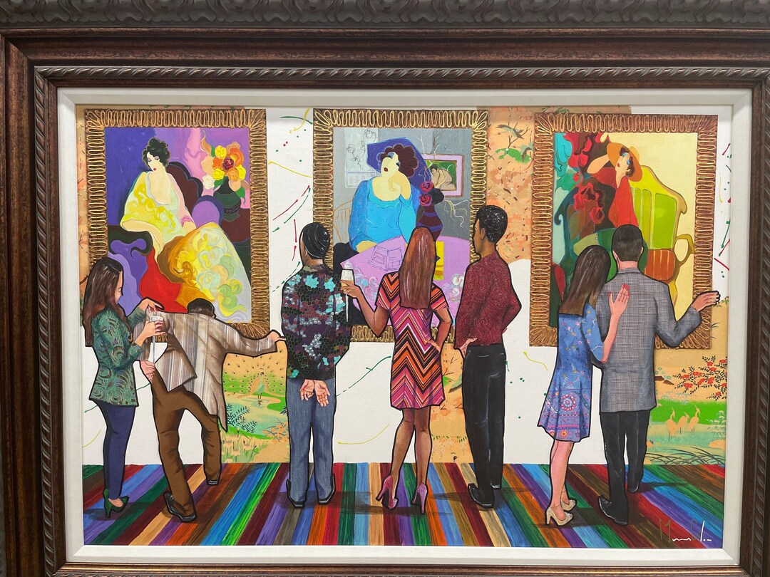 Marcus Artist MARCUS GLENN Embellished Giclee PAINTING “stepping Out of the Gallery ...