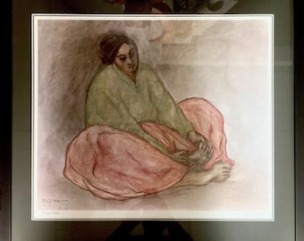 "Indian Woman" ""Indian Woman"" seltene Lithographie lithografiert signiert."