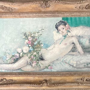 Dietz Edzard (1893 - 1963) oil on canvas “Young lady in repose with flowers”