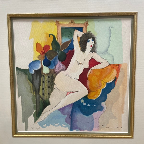 Itzchak Tarkay  “amalie Reclining “  Pencil signed and numbered Serigraph