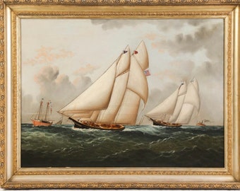 William Gay Yorke (1817-1892), America Cup Race Schooner Yachts, Oil on Canvas, 1882
