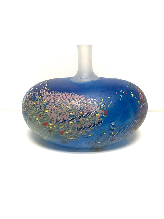 Kosta Boda Atelier 大きな花瓶 (ブルー/斑点) by Bertil Vallien