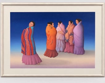 RC Gorman "Night Watch" 1992 Gesigneerde steenlithografie Navajo Native American Art