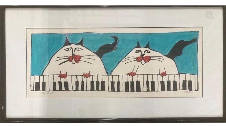 Martha Wahlert Jazz 美術 絵画 ACS Martha Wahlert SIGNED Cat Art