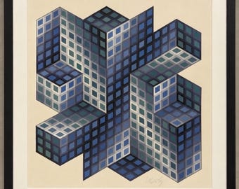 Victor Vasarely Sinvilag Signed Serigraph Screenprint Op Art Limited Edition