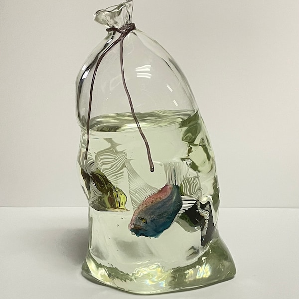 Cristal de Murano grande “fish in a bag 1992” de Pino Signoretto