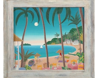 Thomas Mcknight Original Tropical Paradise Painting on Board