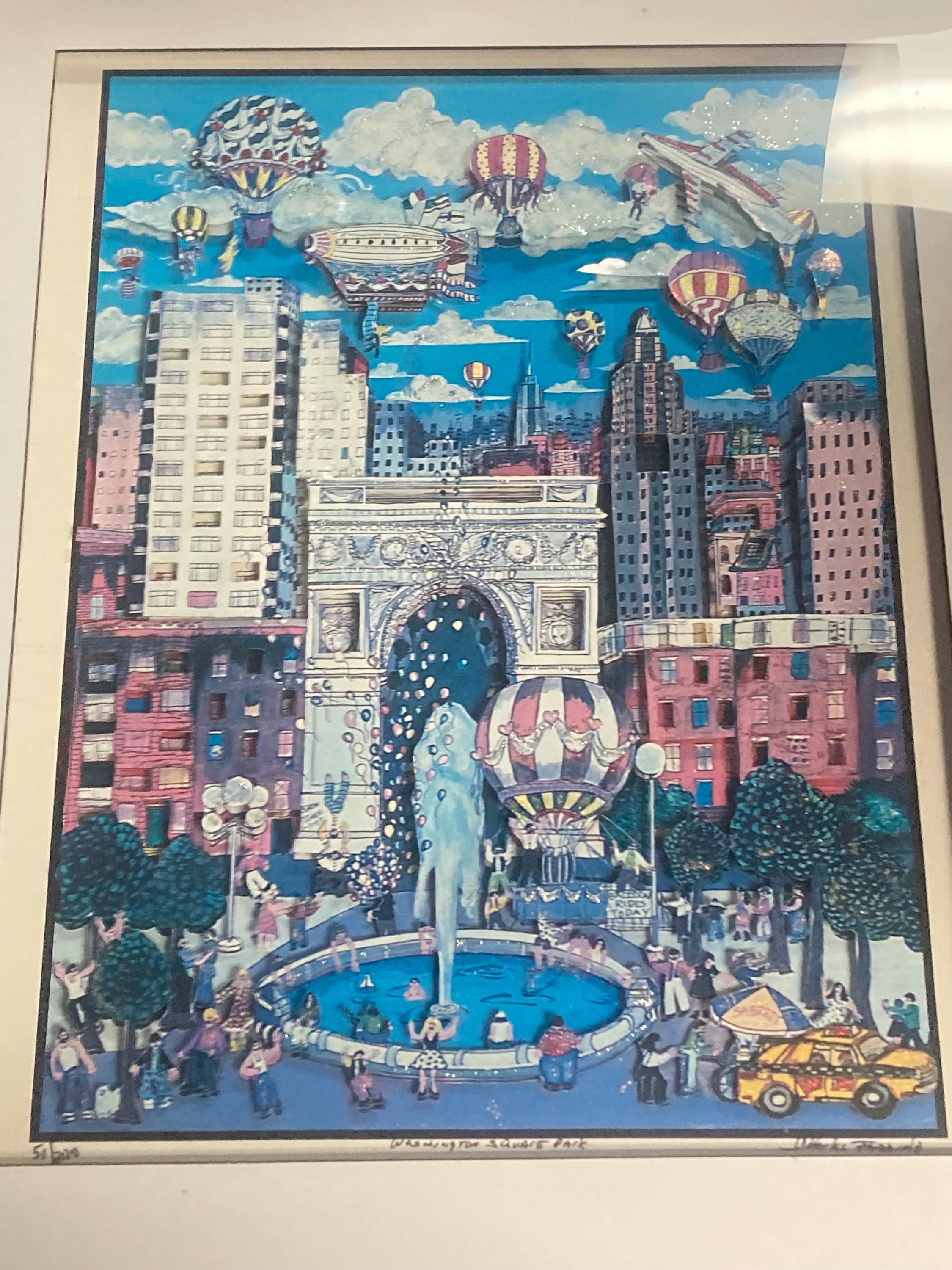Charles Fazzino 3D Washington Square Park Greenwich Village Signed