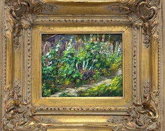 Pintura original sobre lienzo de Dawn Goodall: “Escena de jardín”.