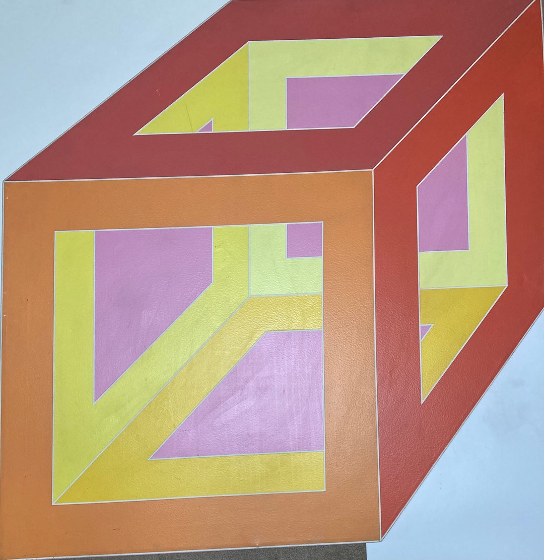 Joseph Rapp 1970s Original Oil Painting on Canvas “cube” - Etsy