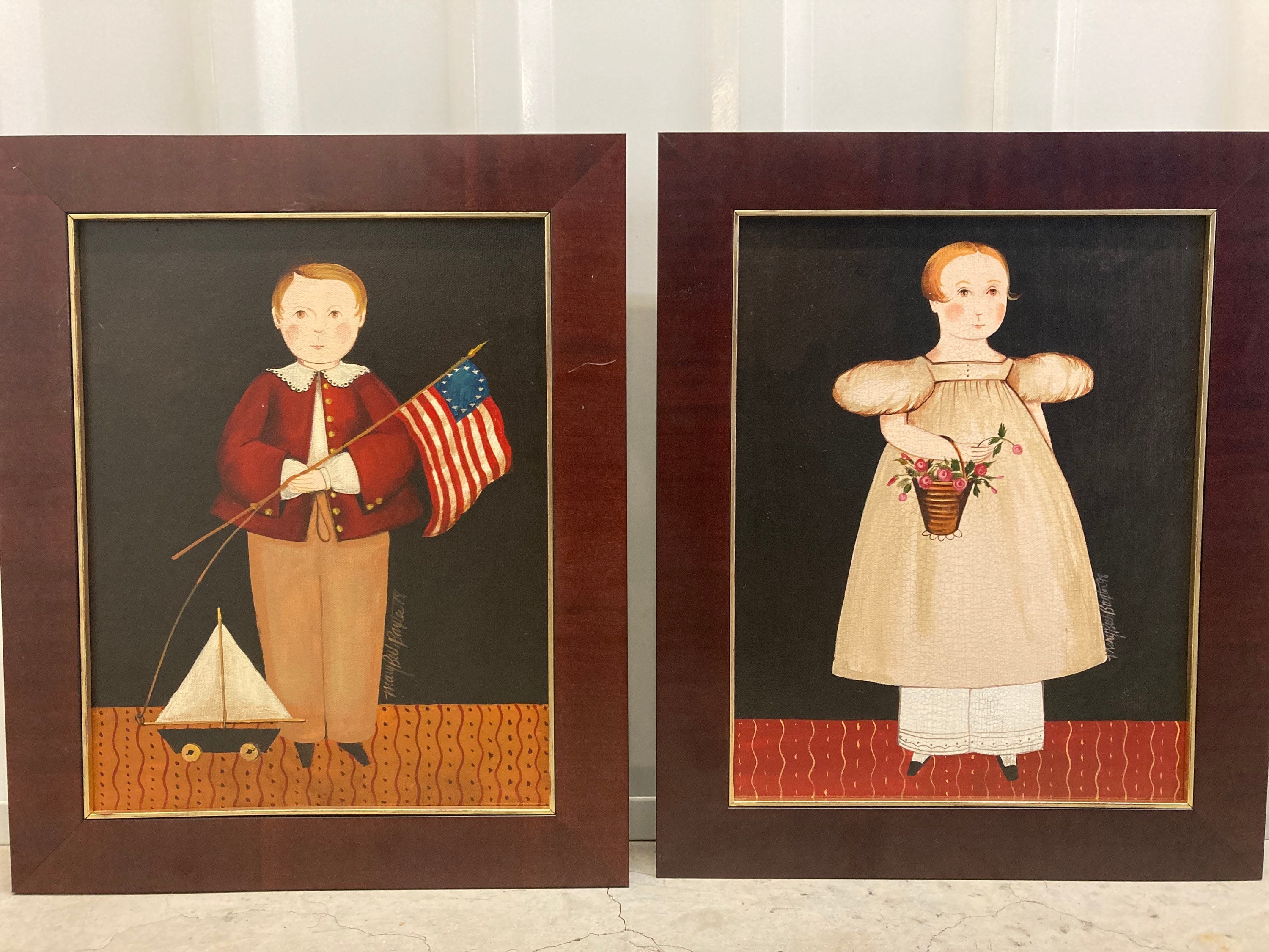 Mary Beth Baxter Folk Art Original Oil Paintings 1998 Matching Set - Etsy Mary Beth Baxter Folk Art Original Oil Paintings 1998 Matching Set - Etsy