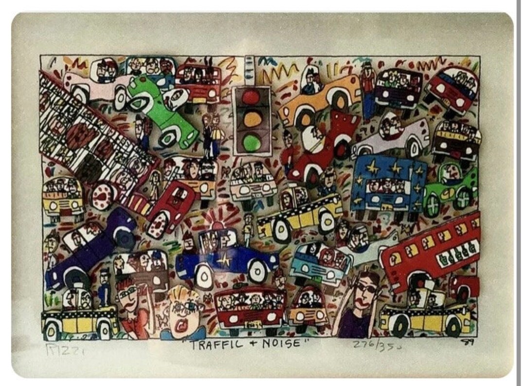 1989 James Rizzi Traffic Noise Lithographie Signiert und 