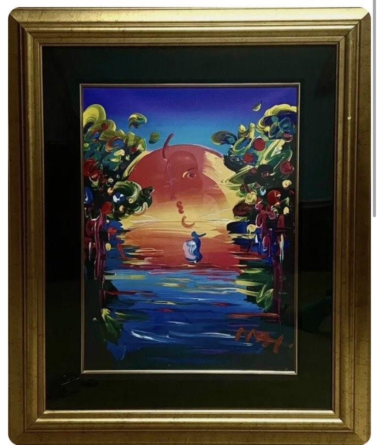 ピーター マックス　真作 水彩画 ピラミッドとバルーン 切手付き Peter max signed - Etsy 日本