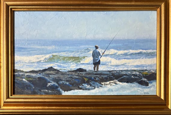 マイケル・バデンのオリジナル油絵「漁師」 - Etsy 日本