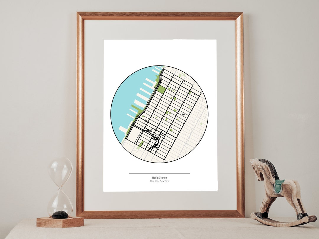 NYC Hell's Kitchen Map_digital Print - Etsy