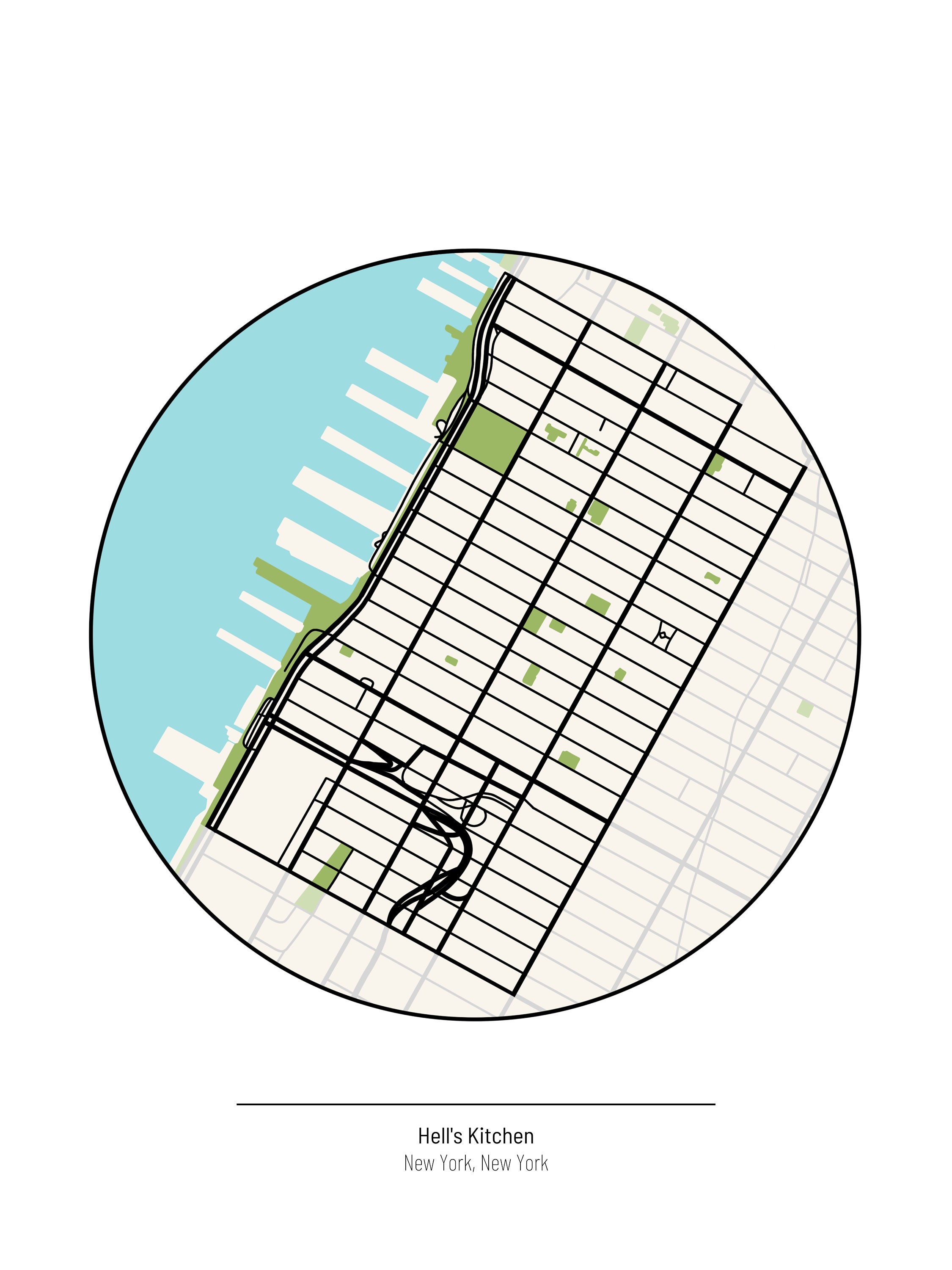 NYC Hell's Kitchen Map_digital Print - Etsy