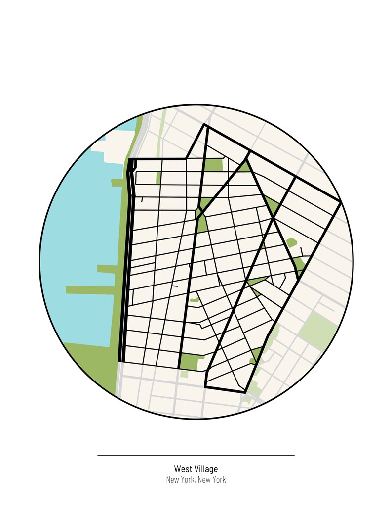 NYC West Village Map_digital Print Etsy
