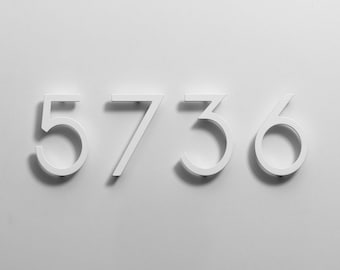 5 Inch White Address Numbers - Mid Century Modern House Numbers