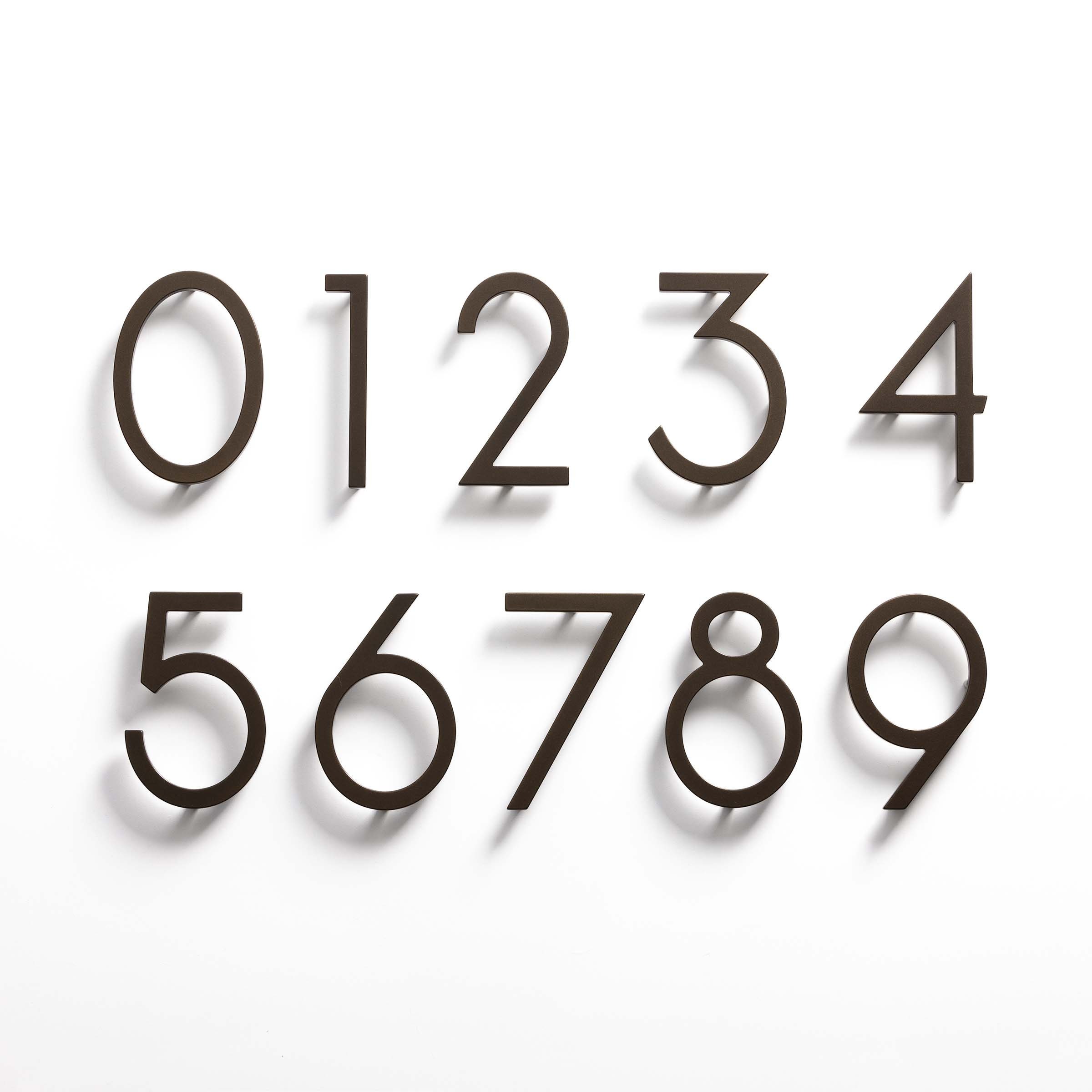 8 in. Brushed Brass Aluminum Floating or Flat Modern House Number 6