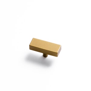 May include: A gold-toned rectangular cabinet knob with a slightly textured finish.
