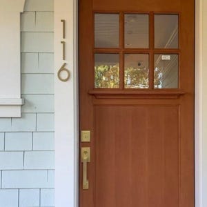 Matte Brass House Numbers: 5 Inch Floating Address Numbers