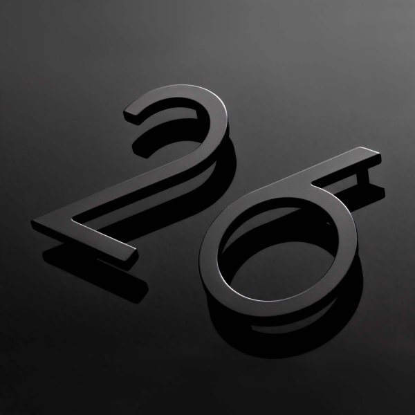 6 Inch Black Modern House Numbers - Luxury Metal Address Numbers