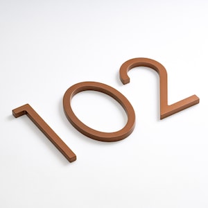 Copper House Numbers: 4 Inch Floating Modern Address Numbers