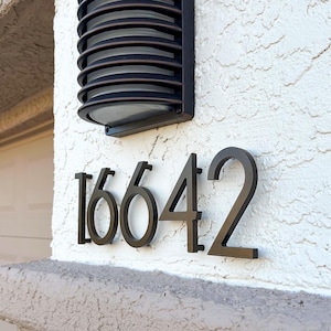 Dark Bronze House Numbers: 5 Inch Floating Metal Address Numbers