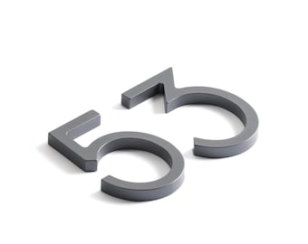 Home Address Numbers: Metal 4 Inch Graphite Grey Modern Numbers