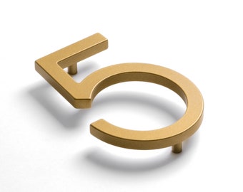 Brass Modern House Numbers: 178 mm / 7 Inch Metal Floating Address Numbers
