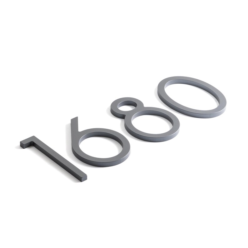 Large 10 Inch Floating House Numbers: Graphite Grey Metal Address ...