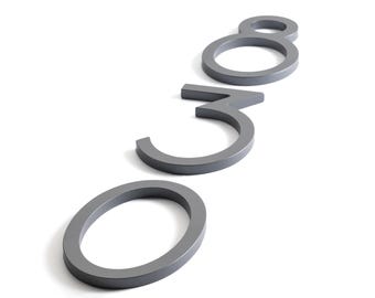 Mid Century Modern House Numbers: 178 mm / 7 Inch Floating Metal Address Numbers