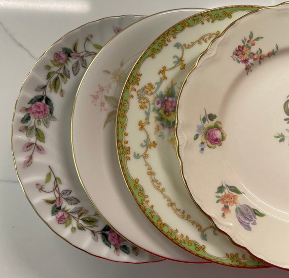 Free Ship Set of Mismatched China Salad Plates Dinnerware