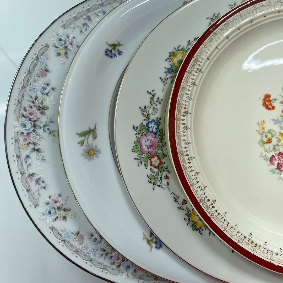 Set of Mismatched China Dinner Plates Dinnerware Shabby Chic Etsy