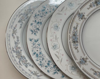 Set of Mismatched China DINNER Plates, Dinnerware, Shabby Chic Dishes, Bridal Shower, Tea Party, Wedding Plates, FREE SHIPPING