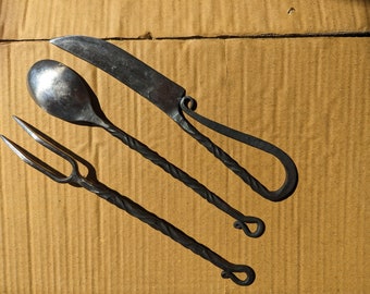Medieval Cutlery Set (Knife, Fork, Spoon)